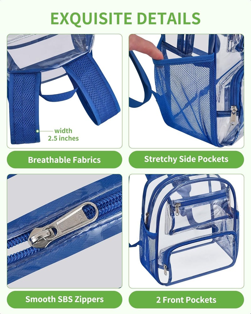 MAYTREE Small Clear Backpack Stadium Approved for Women and Men Clear Bag for Stadium Events Concert Sporting Festival, Blue - Image 4